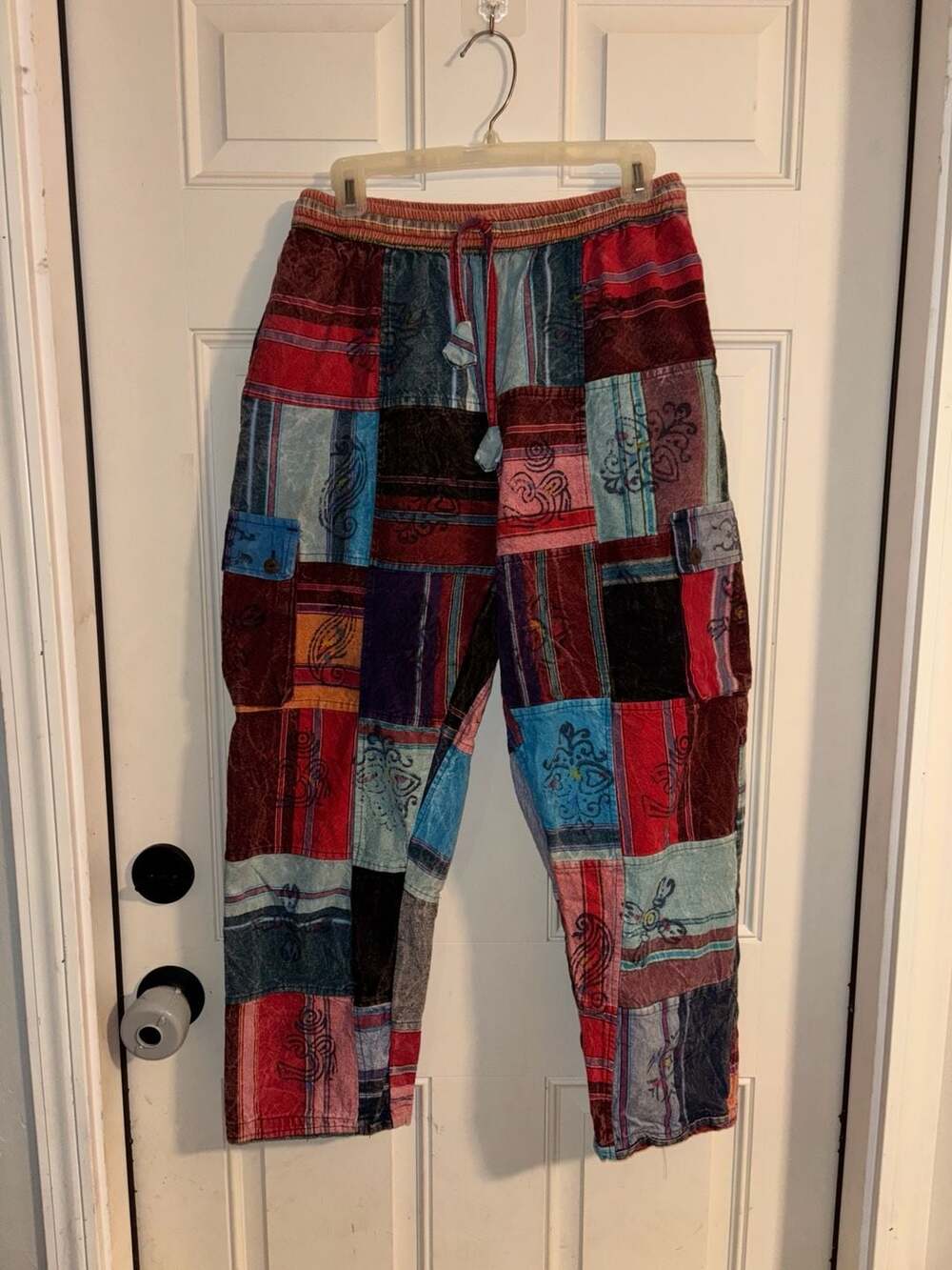 Rising International Patchwork Boho Hippie Cargo Pants Size M